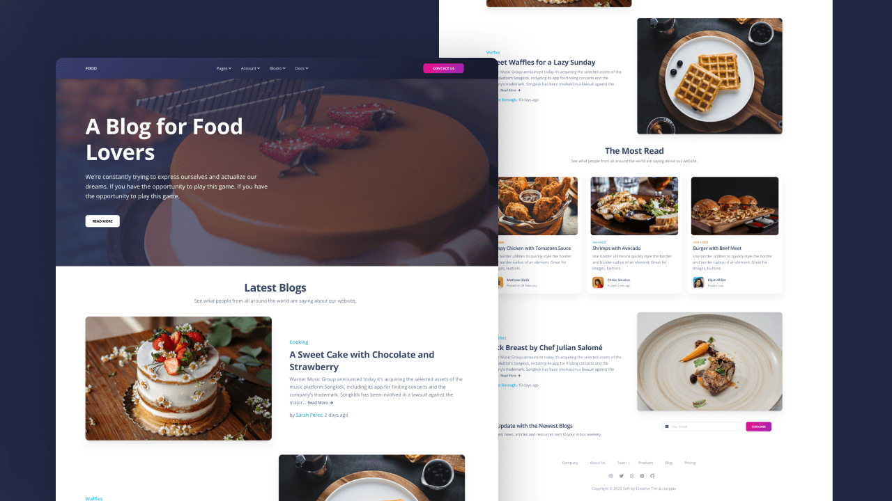 Blogger Food Landing Page HTML Template | Loopple